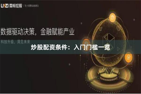 炒股配资条件：入门门槛一览